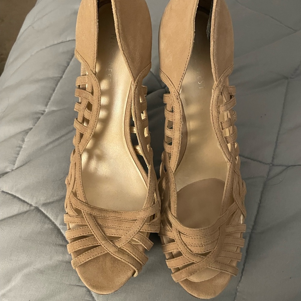 Nine West Cream Cut-Out Heels - Picture 2 of 5